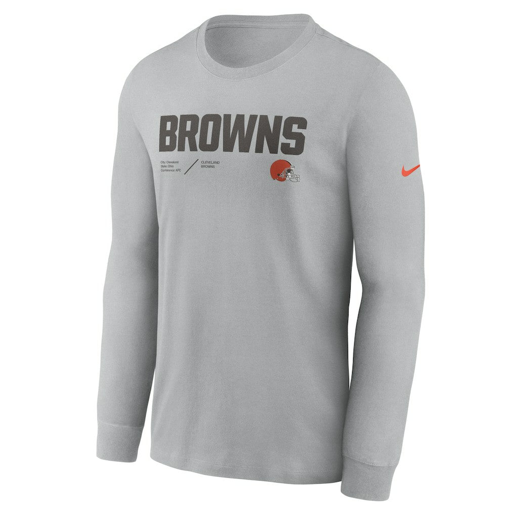 Cleveland Browns Sideline Infograph Lock Up Performance Long Sleeve T-Shirt - Silver for sale
