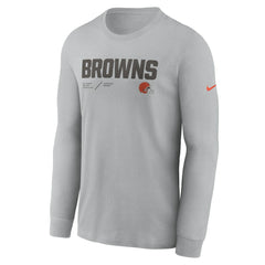 Cleveland Browns Sideline Infograph Lock Up Performance Long Sleeve T-Shirt - Silver for sale