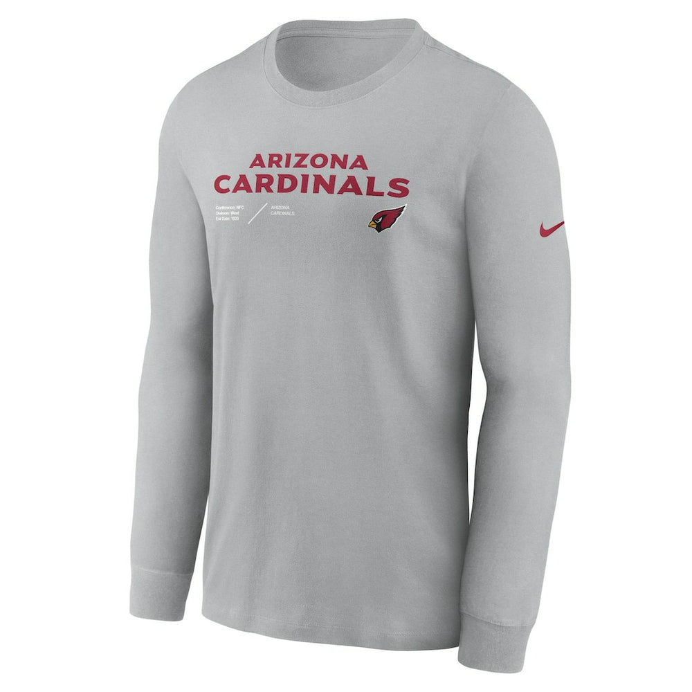 Arizona Cardinals Sideline Infograph Lock Up Performance Long Sleeve T-Shirt - Gray outlet