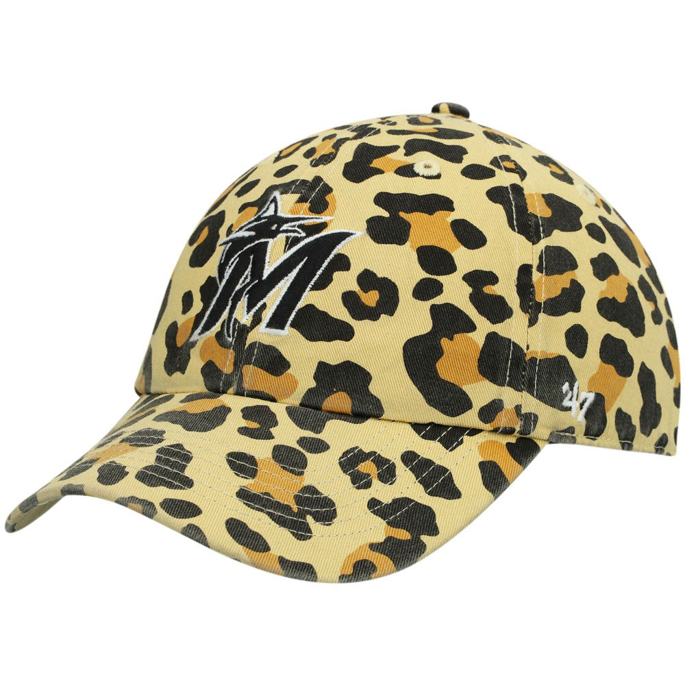 Miami Marlins Women's Bagheera Cheetah Clean up Adjustable Hat Tan