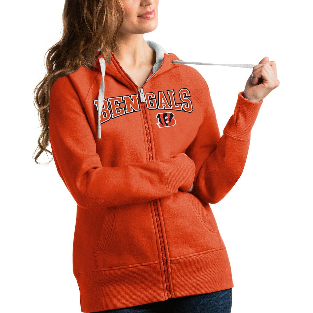 Cincinnati Bengals Antigua Women's Wordmark Victory Full-Zip Hoodie - Orange outlet