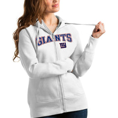 New York Giants Antigua Women's Wordmark Victory Full-Zip Hoodie - White for sale