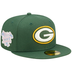 Green Bay Packers New Era Super Bowl XXXI Purple Pop Sweat 59FIFTY Fitted Hat - Green for sale
