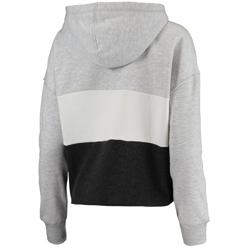 Brooklyn Nets '47 Women's Lizzy Cutoff Pullover Hoodie - Heathered Gray/Heathered Black on sale