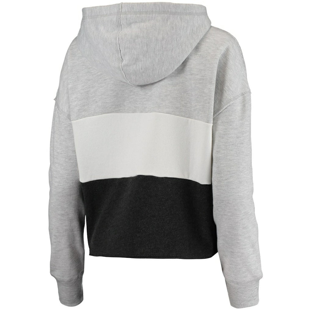 Brooklyn Nets '47 Women's Lizzy Cutoff Pullover Hoodie - Heathered Gray/Heathered Black on sale