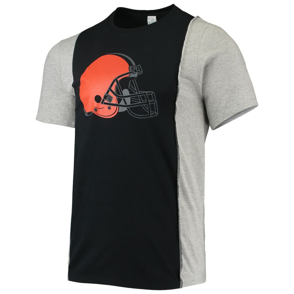 Cleveland Browns Refried Apparel Sustainable Split T-Shirt - Black/Heathered Gray cheap