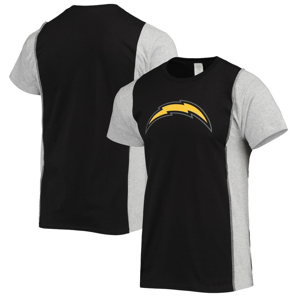 Los Angeles Chargers Refried Apparel Sustainable Split T-Shirt - Black/Heathered Gray cheap