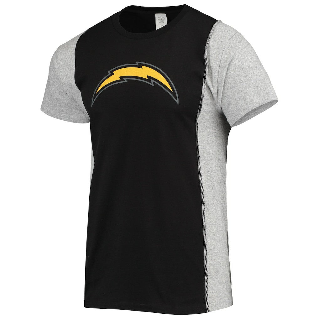 Los Angeles Chargers Refried Apparel Sustainable Split T-Shirt - Black/Heathered Gray cheap