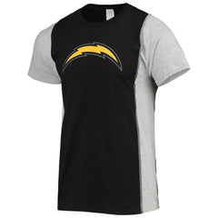 Los Angeles Chargers Refried Apparel Sustainable Split T-Shirt - Black/Heathered Gray cheap