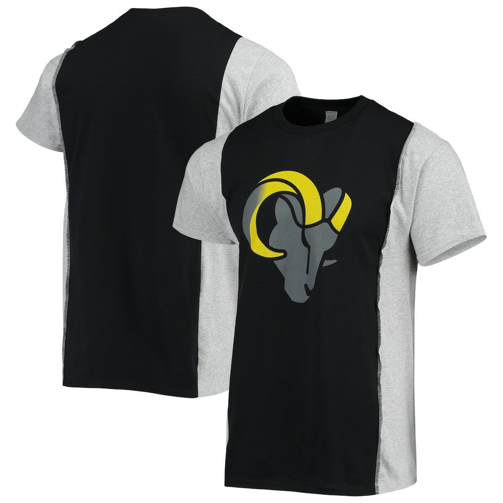 Los Angeles Rams Refried Apparel Sustainable Split T-Shirt - Black/Heathered Gray sale
