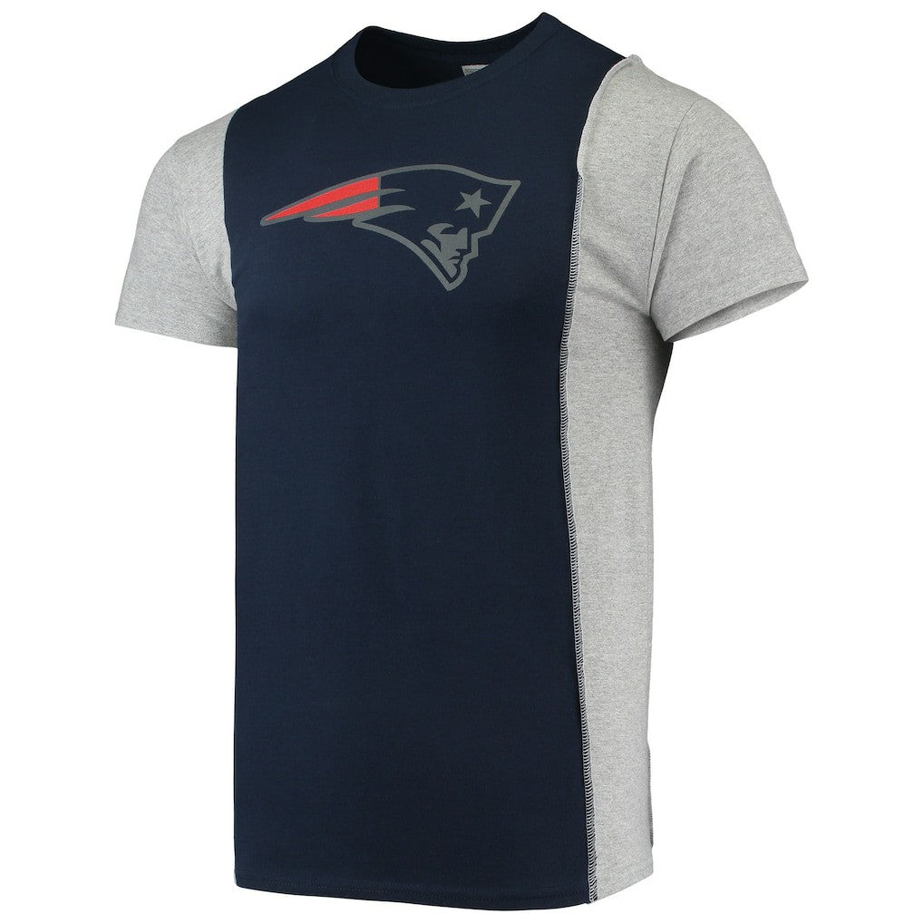 New England Patriots Refried Apparel Sustainable Split T-Shirt - Navy/Heathered Gray outlet