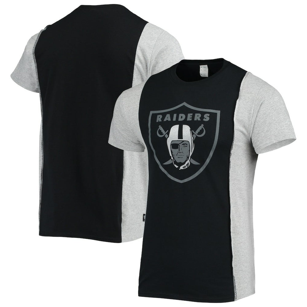 Las Vegas Raiders Refried Apparel Sustainable Split T-Shirt - Black/Heathered Gray on sale