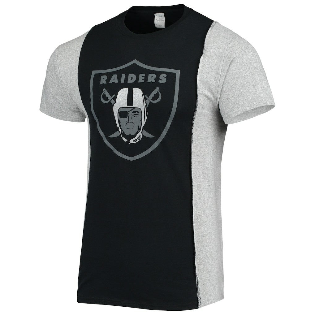 Las Vegas Raiders Refried Apparel Sustainable Split T-Shirt - Black/Heathered Gray on sale