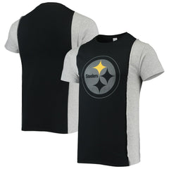 Pittsburgh Steelers Refried Apparel Sustainable Split T-Shirt - Black/Heathered Gray discount