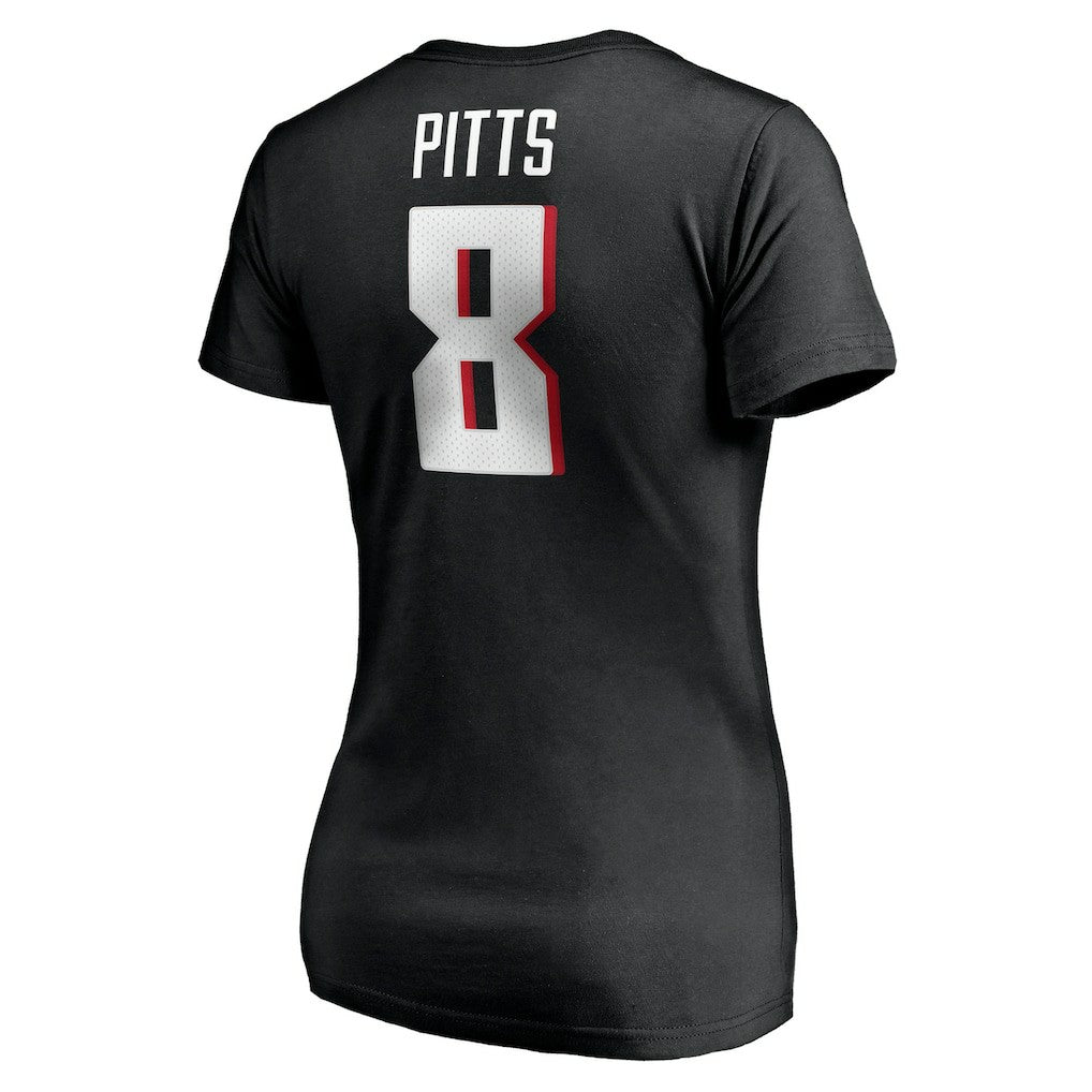 Kyle Pitts Atlanta Falcons Women's Player Icon Name & Number V-Neck T-Shirt - Black discount