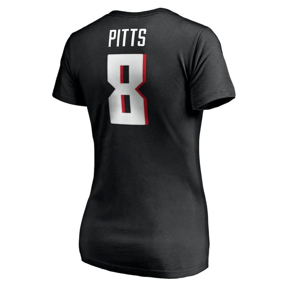 Kyle Pitts Atlanta Falcons Women's Player Icon Name & Number V-Neck T-Shirt - Black discount