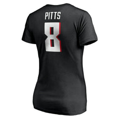 Kyle Pitts Atlanta Falcons Women's Player Icon Name & Number V-Neck T-Shirt - Black discount