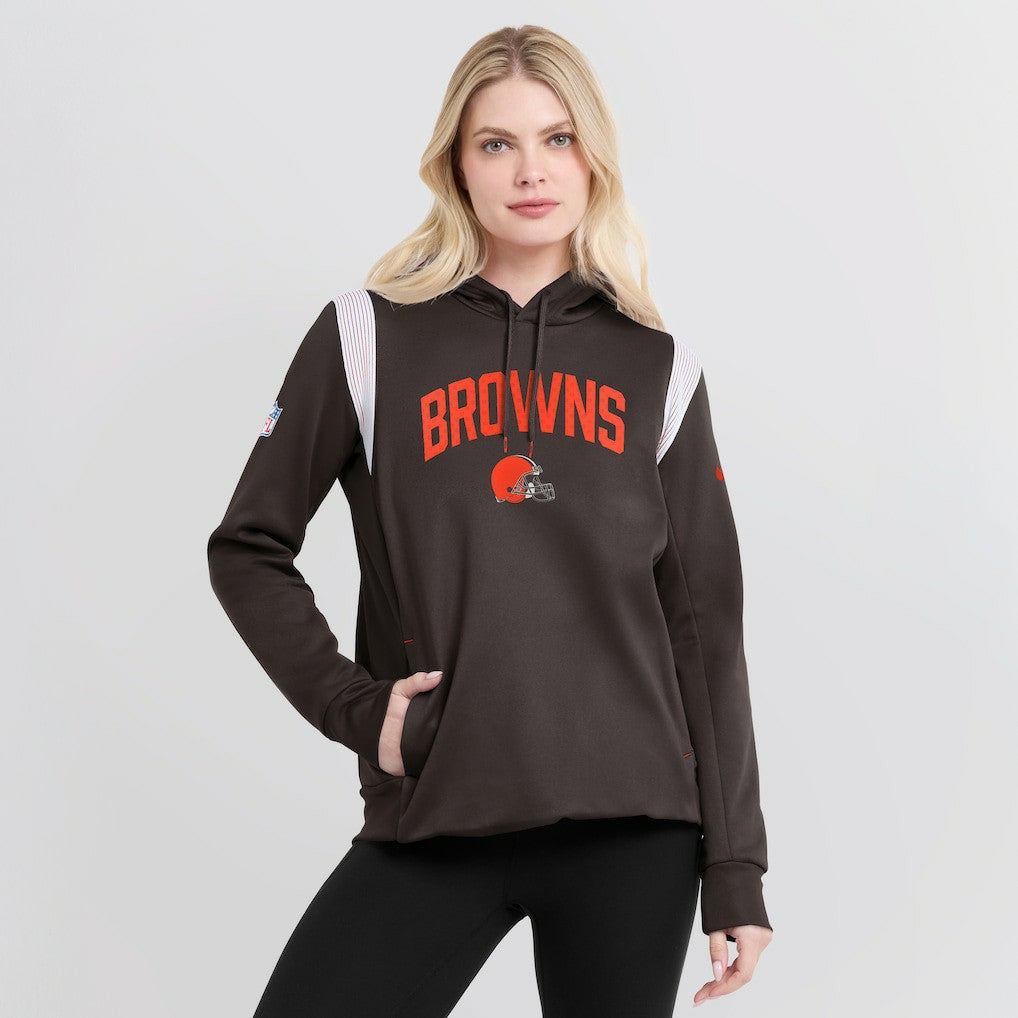 Cleveland Browns Women's Sideline Stack Performance Pullover Hoodie - Brown online