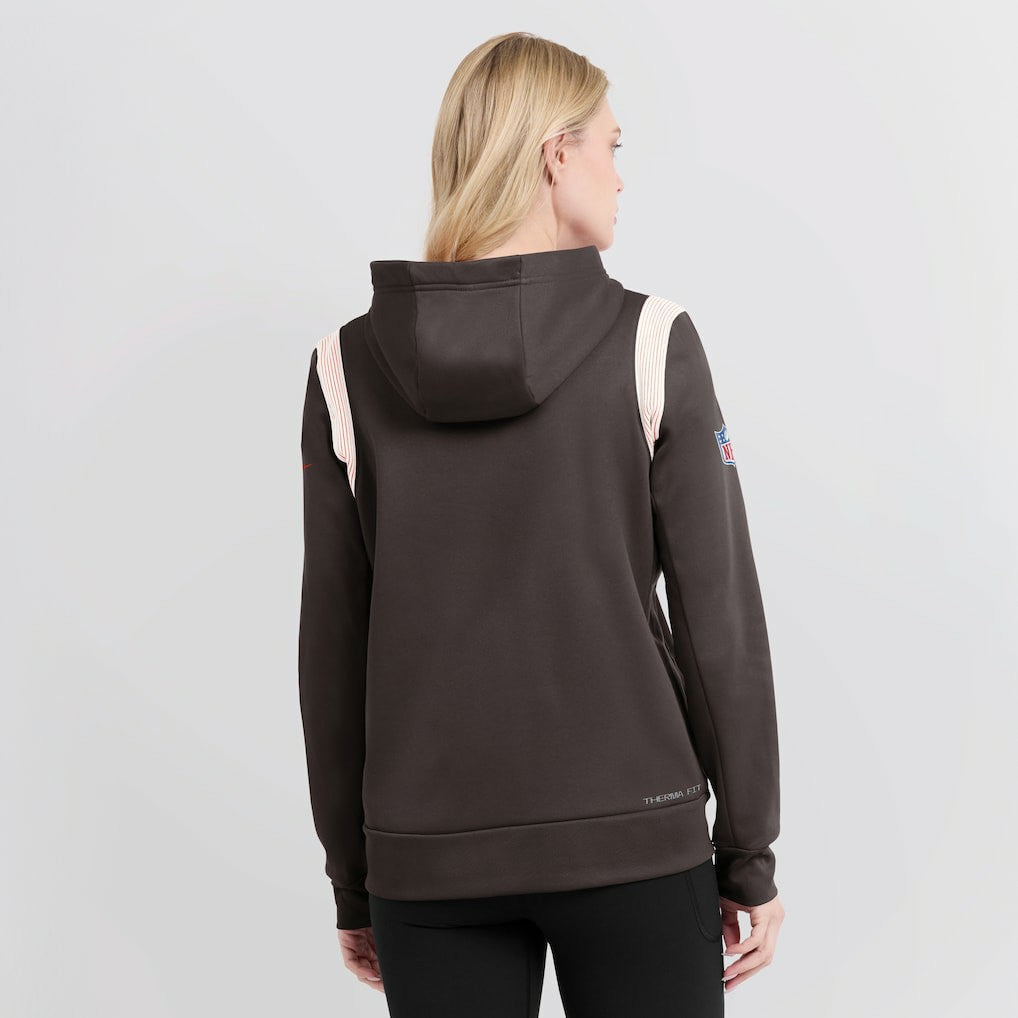 Cleveland Browns Women's Sideline Stack Performance Pullover Hoodie - Brown online