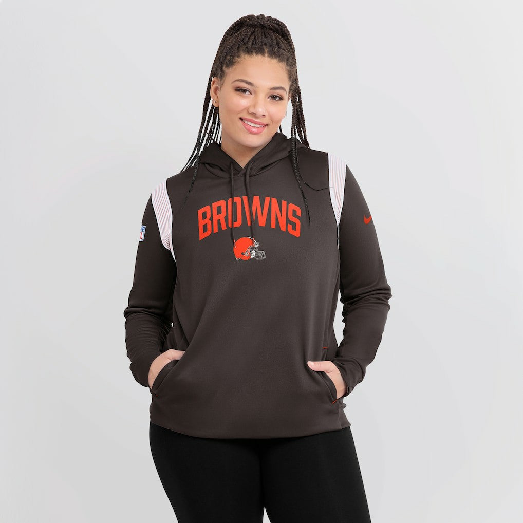 Cleveland Browns Women's Sideline Stack Performance Pullover Hoodie - Brown online