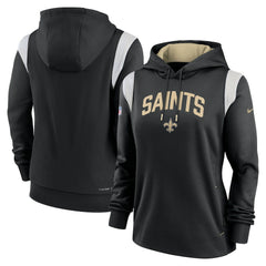 New Orleans Saints Women's Sideline Stack Performance Pullover Hoodie - Black discount