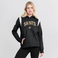 New Orleans Saints Women's Sideline Stack Performance Pullover Hoodie - Black discount
