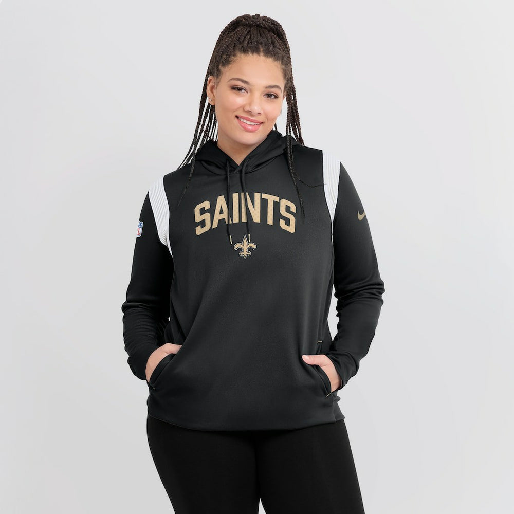 New Orleans Saints Women's Sideline Stack Performance Pullover Hoodie - Black discount
