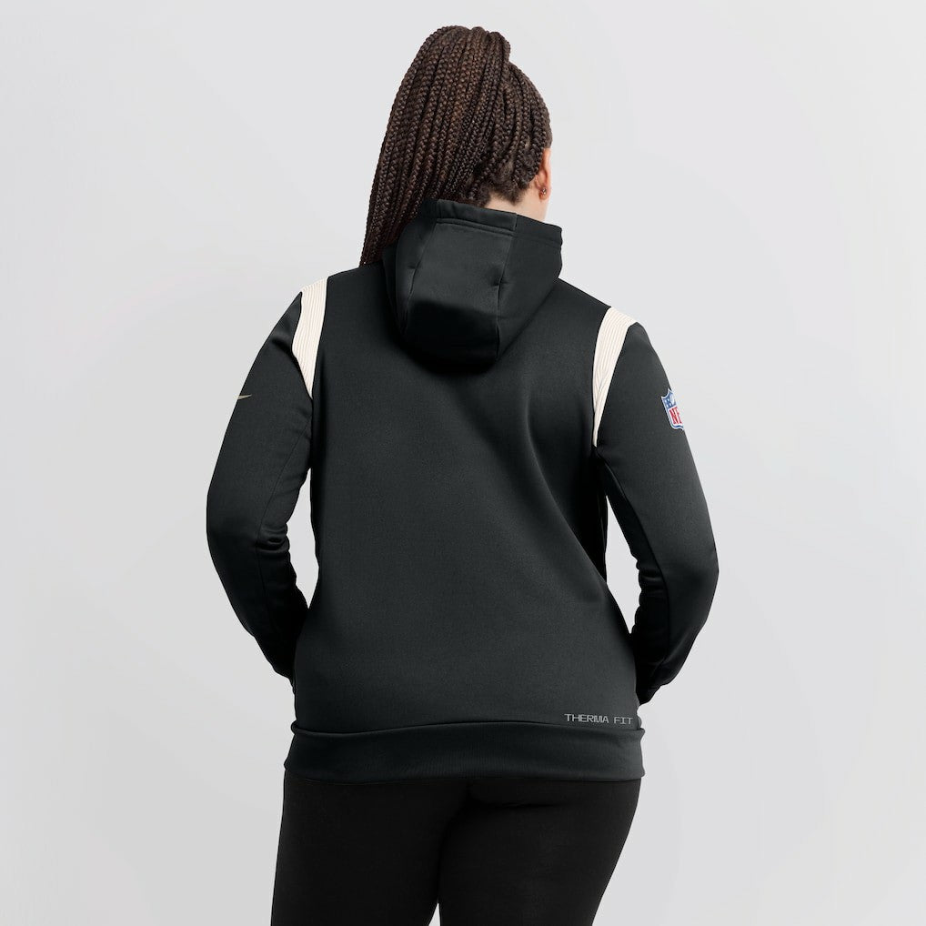 New Orleans Saints Women's Sideline Stack Performance Pullover Hoodie - Black discount