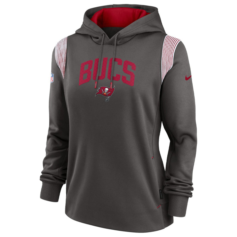 Tampa Bay Buccaneers Women's Sideline Stack Performance Pullover Hoodie - Pewter discount