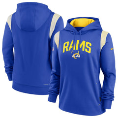 Los Angeles Rams Women's Sideline Stack Performance Pullover Hoodie - Royal for sale