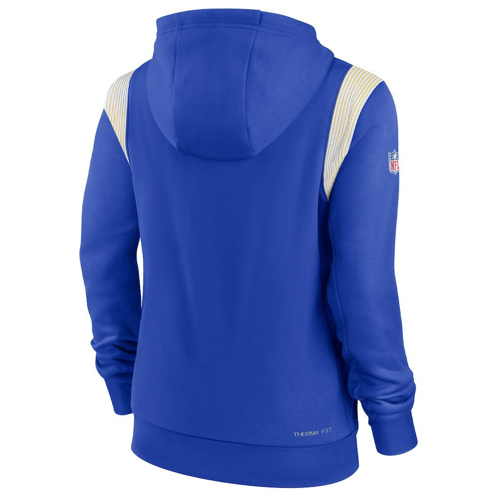 Los Angeles Rams Women's Sideline Stack Performance Pullover Hoodie - Royal for sale
