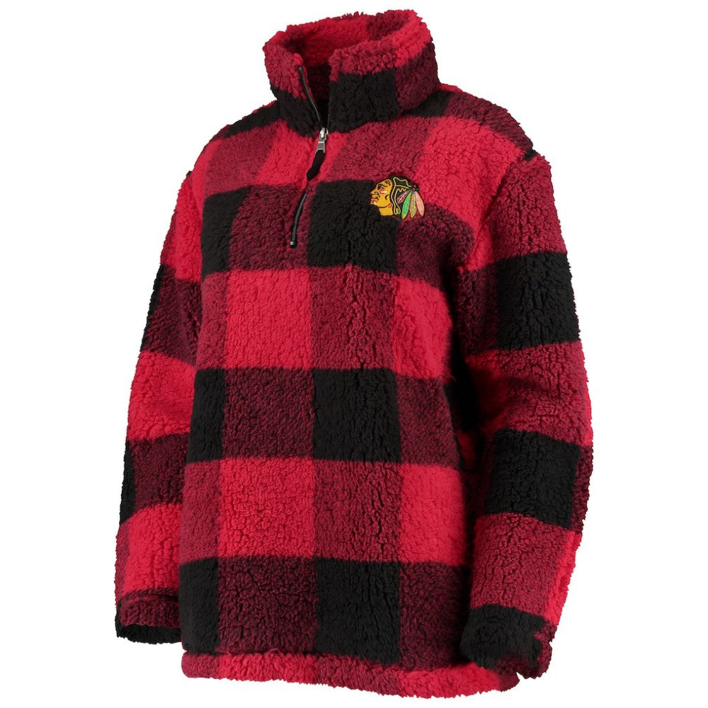 Chicago Blackhawks G-III 4Her by Carl Banks Women's Plaid Sherpa Quarter-Zip Jacket - Red/Black Jackets