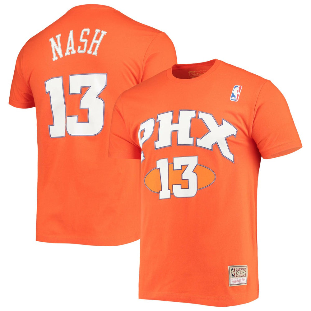 Steve Nash Phoenix Suns Hardwood Classics Stitch Name & Number T-Shirt - Orange cheap