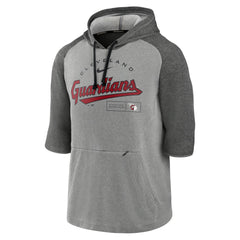 Cleveland Guardians Team Modern Arch 3/4 Sleeve Pullover Hoodie Heathered Charcoal/Heathered Gray