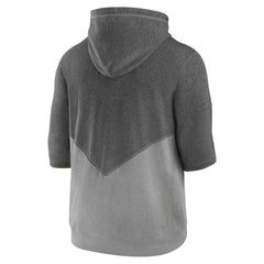 Cleveland Guardians Team Modern Arch 3/4 Sleeve Pullover Hoodie Heathered Charcoal/Heathered Gray