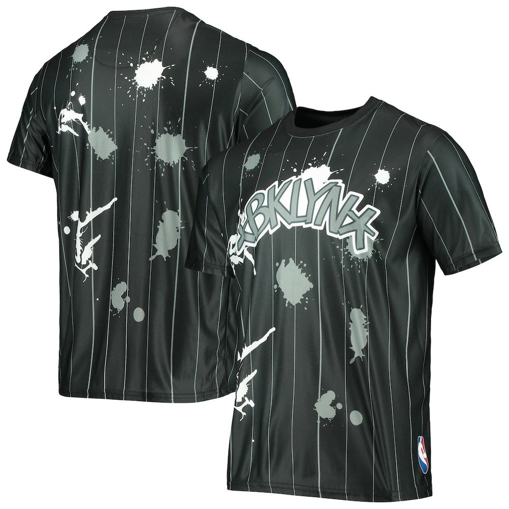 Brooklyn Nets FISLL Striped Splatter T-Shirt - Black sale