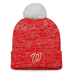 Washington Nationals Women's Iconic Cuffed Knit Hat with Pom Red/White