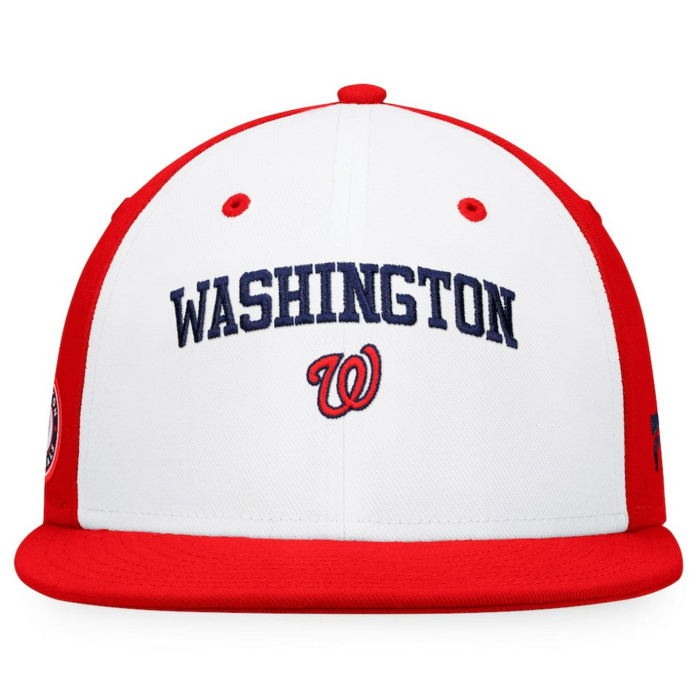 Washington Nationals Iconic Color Blocked Fitted Hat White/Red