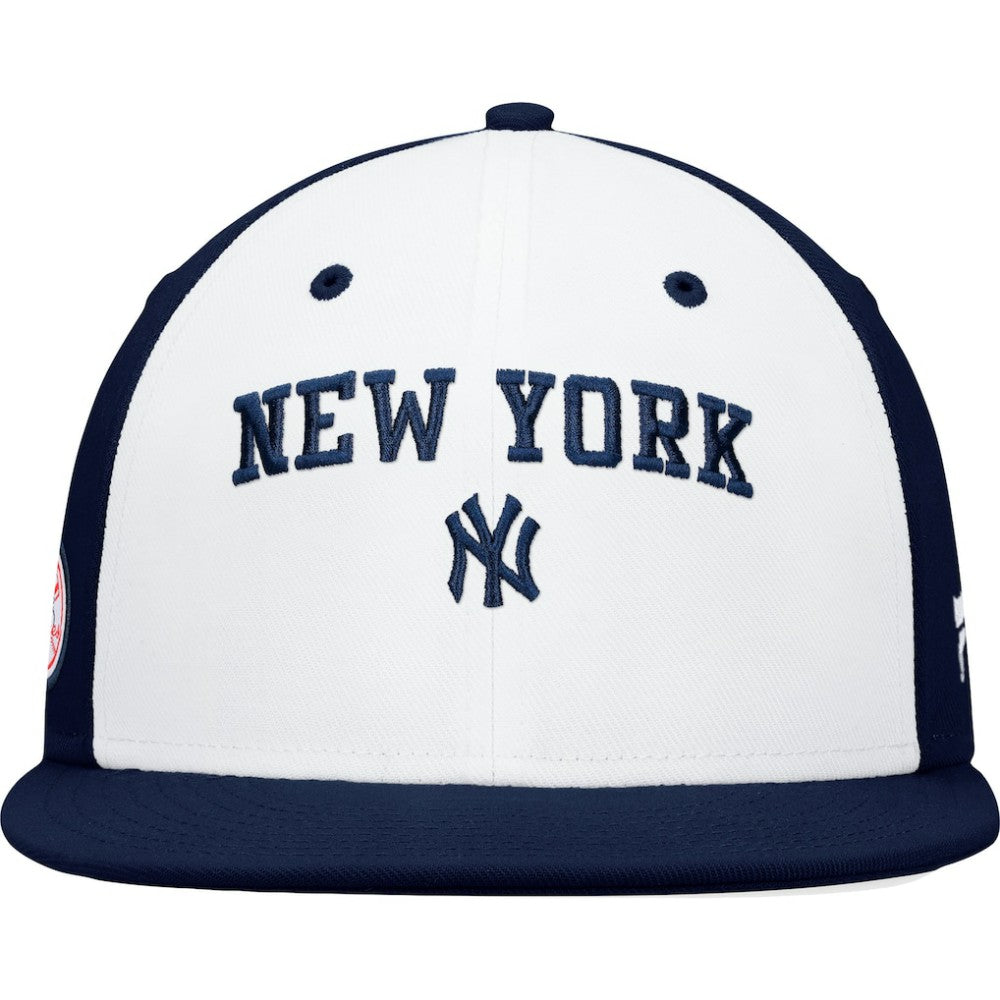 New York Yankees Iconic Color Blocked Fitted Hat White/Navy