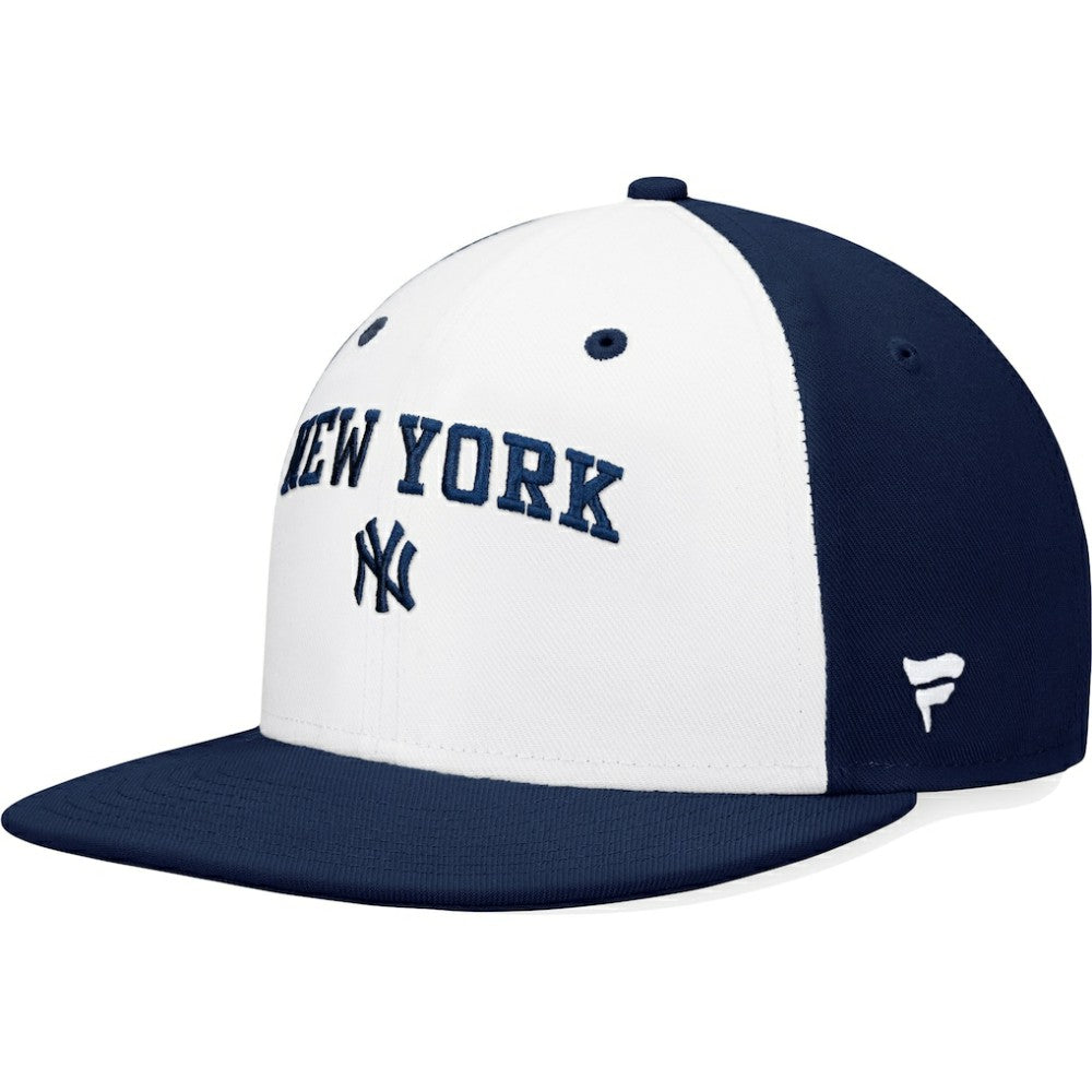 New York Yankees Iconic Color Blocked Fitted Hat White/Navy