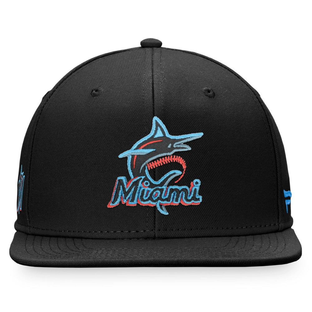 Miami Marlins Iconic Team Patch Fitted Hat Black