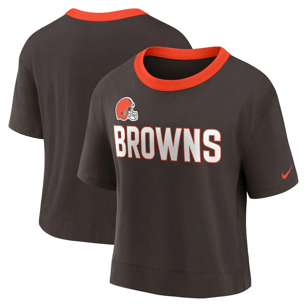 Cleveland Browns Women's High Hip Fashion Cropped Top - Brown sale