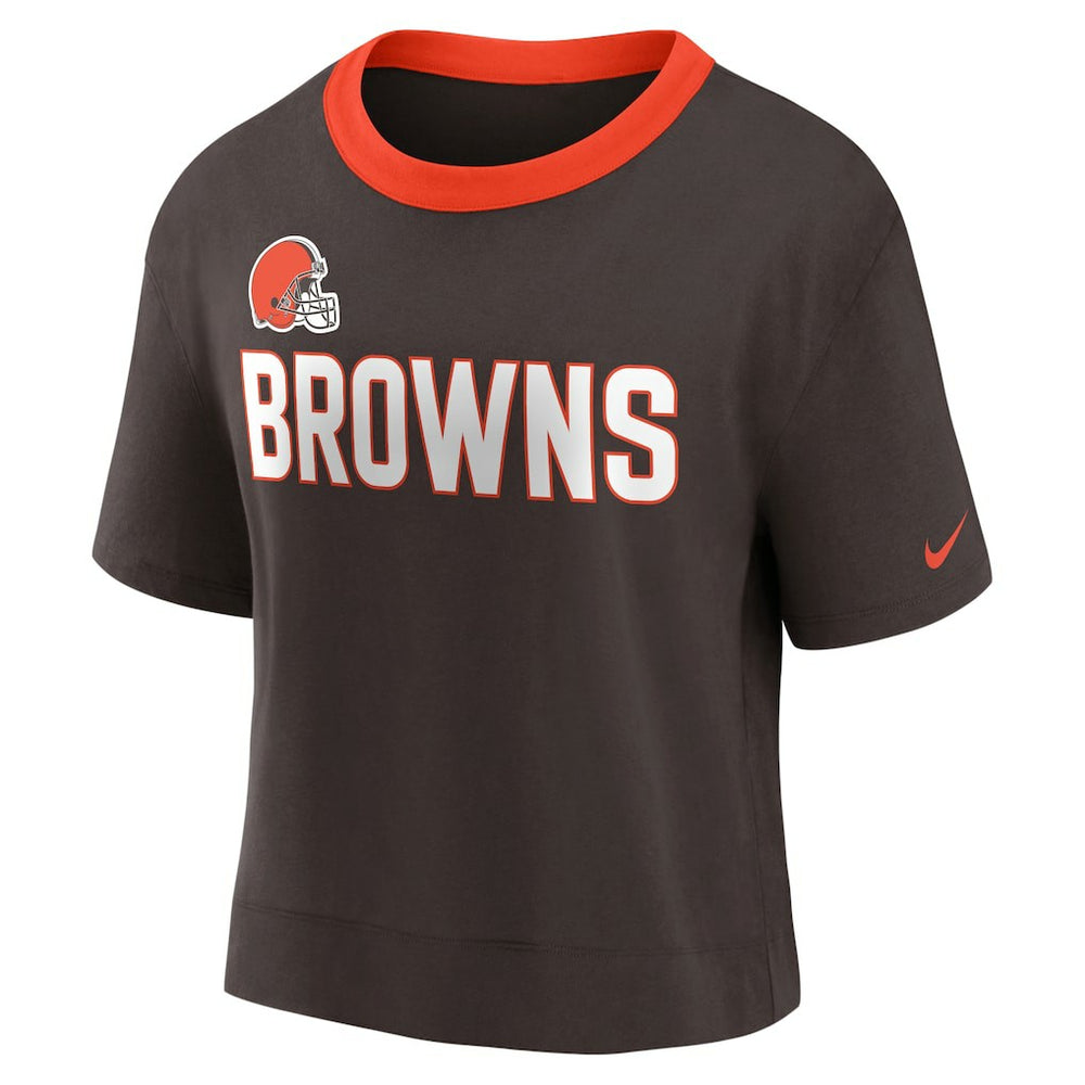 Cleveland Browns Women's High Hip Fashion Cropped Top - Brown sale