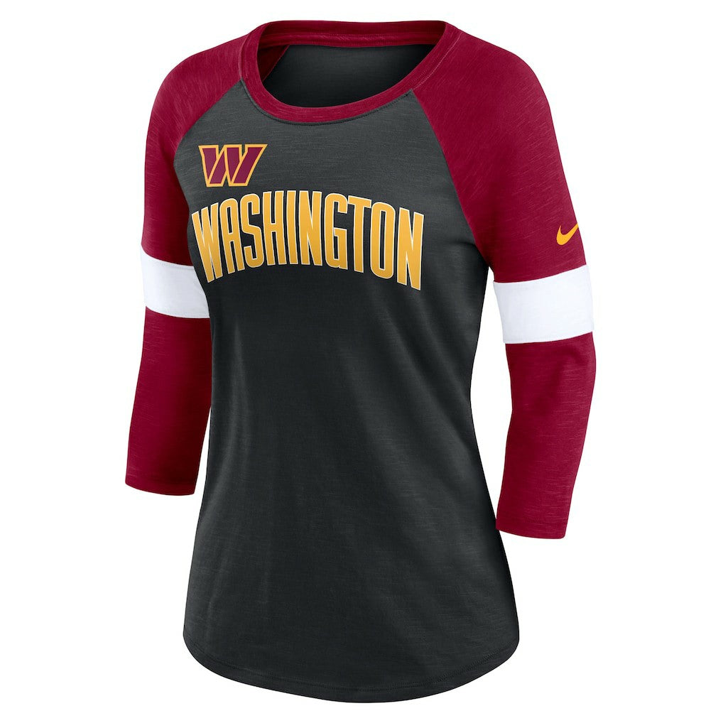 Washington Commanders Women's Football Pride Raglan 3/4-Sleeve T-Shirt - Heather Black/Burgundy cheap