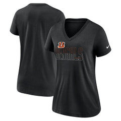 Cincinnati Bengals Women's Lock Up Tri-Blend V-Neck T-Shirt - Heathered Black on sale