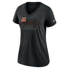 Cincinnati Bengals Women's Lock Up Tri-Blend V-Neck T-Shirt - Heathered Black on sale