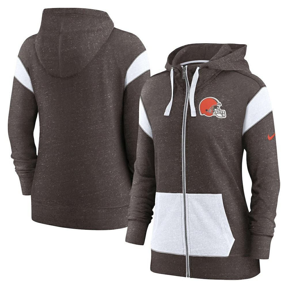 Cleveland Browns Women's Monaco Lightweight Full-Zip Hoodie - Brown/White sale