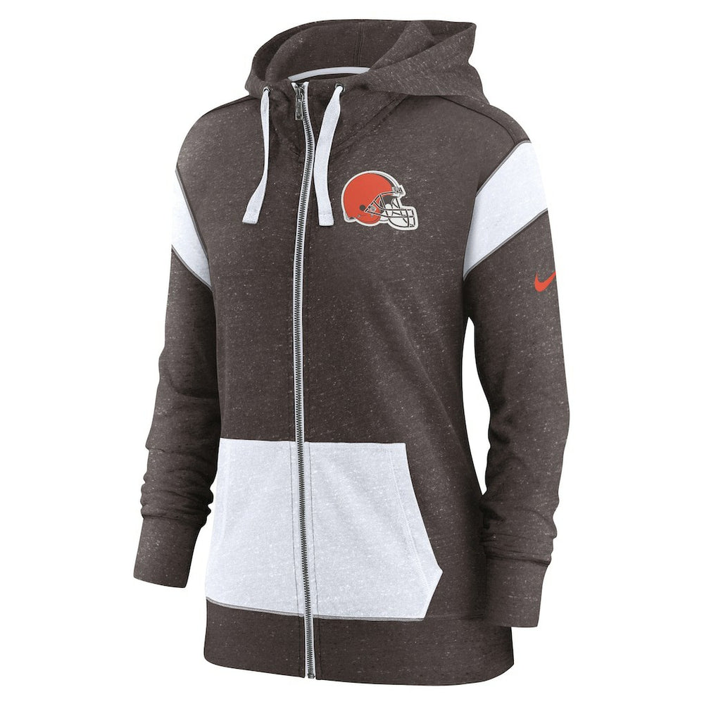 Cleveland Browns Women's Monaco Lightweight Full-Zip Hoodie - Brown/White sale