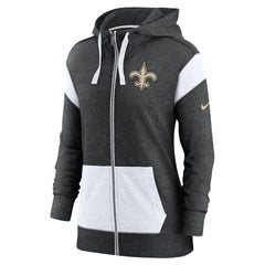 New Orleans Saints Women's Plus Size Monaco Full-Zip Lightweight Hoodie - Heather Black/White cheap
