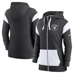 Las Vegas Raiders Women's Plus Size Monaco Full-Zip Lightweight Hoodie - Heather Black/White outlet